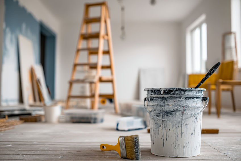 interior of home prepared for painting